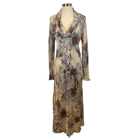 NWOT Zara Multicolor Abstract Print Cowl Neck Dress Women’s Size L - XL - Picture 4 of 10